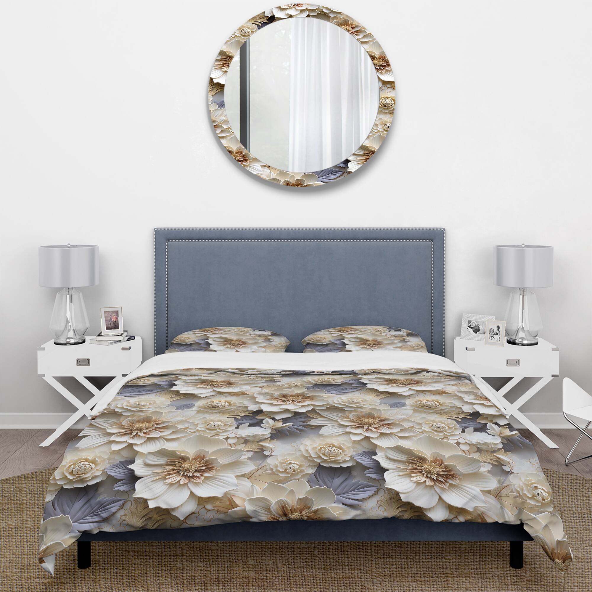 Designart "White And Gold Chrysanthemum Mandalas I" Gold cottage